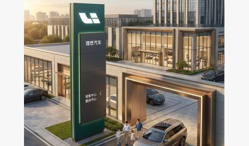 广州天河区广园快速路理想4S店入口塔牌指示牌制作安装工程